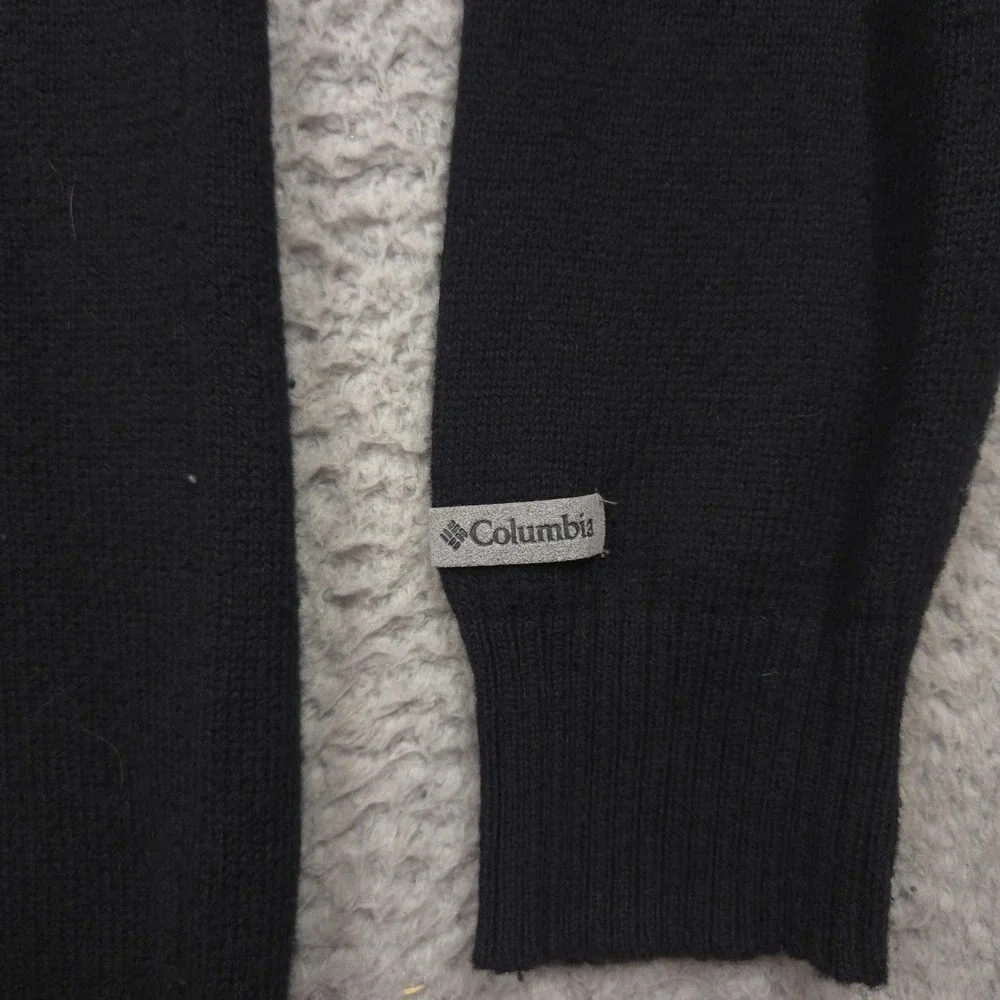 Columbia Mens Large Black Quarter Zip Cotton Wool Sweater Mock Neck Outdoor‎